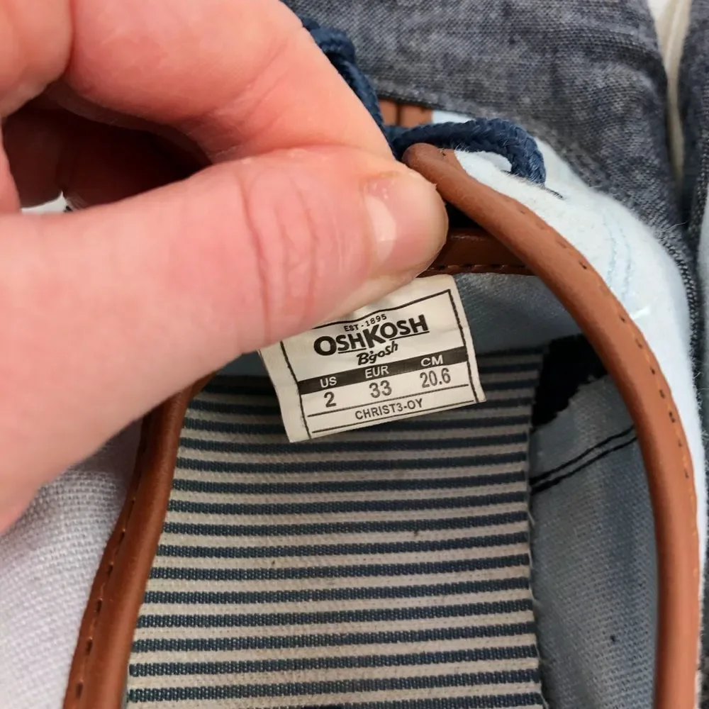 Oshkosh Boys Sneakers Size 2 Blue‎ Lace Up Dressy Casual